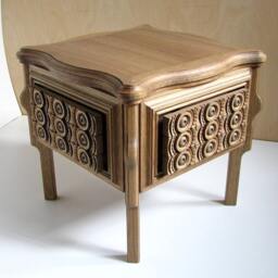 2 Oak Side Tables - Original Wood Art Design Furniture By Sava Draganov - thumbnail 3