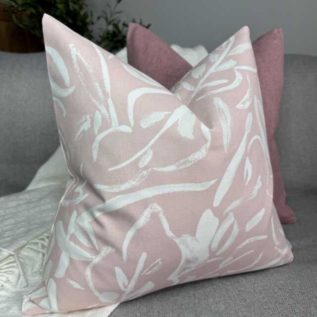 Leaves Throw Pillow Cover, Decorative Handmade Accent Cushion Case For Sofa Couch Bedroom Home, Pink - White Double Sided Cotton - image 1