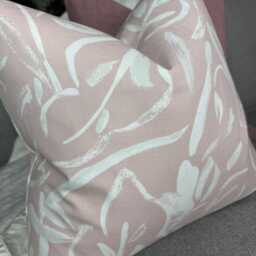 Leaves Throw Pillow Cover, Decorative Handmade Accent Cushion Case For Sofa Couch Bedroom Home, Pink - White Double Sided Cotton - thumbnail 4