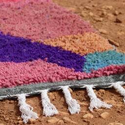 Handmade Boujad Rug Authentic Moroccan Wool Carpet, Abstract Multicolored Design - thumbnail 4