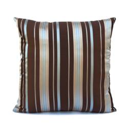 Brown/Sky Blue Decorative Throw Pillow Cover, Farmhouse Cushion Accent Pillowcase, Satin Blend Striped Pillow, Boho Modern Pillow - thumbnail 1