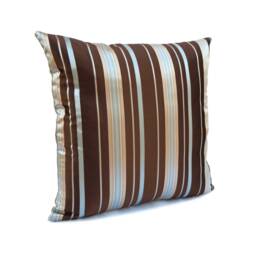 Brown/Sky Blue Decorative Throw Pillow Cover, Farmhouse Cushion Accent Pillowcase, Satin Blend Striped Pillow, Boho Modern Pillow - thumbnail 2
