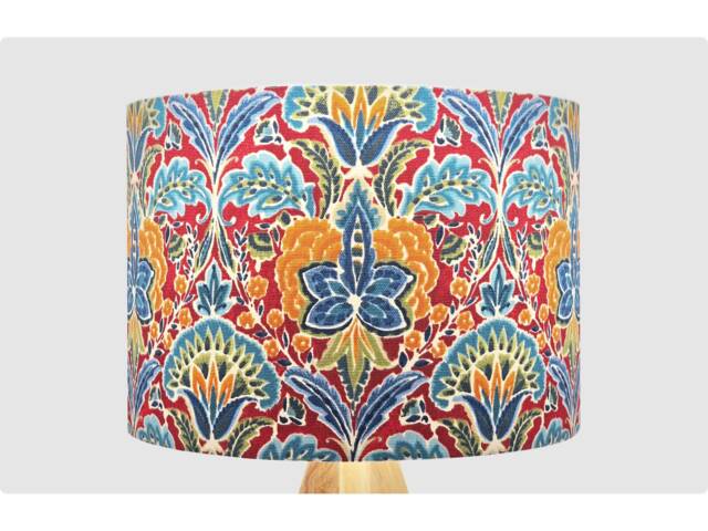 Red Blue Floral Lampshade, Table Floor Lamp/Ceiling Pendant Small Medium Large 15cm 20cm 25cm 30cm 35cm 40cm Fabric Drum Light Shade - image 1