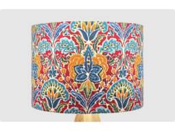 Handmade Lampshade Red Blue Floral Fabric Drum, Vintage Style Damask Ornamental Light Shade For Table/Floor Lamp Or Ceiling Pendant