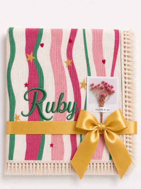 Personalised 12 Colours Baby Blanket With Name, Embroidered Girl Or Boy Keepsake Gift - image 1