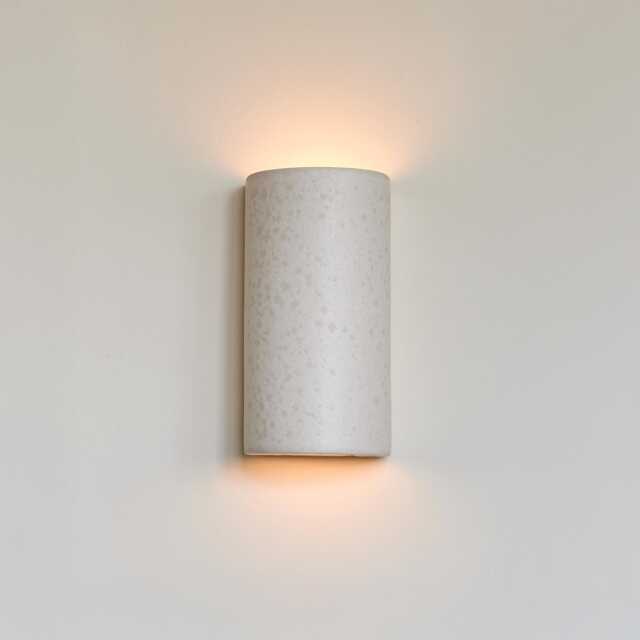 Artisanal White Ceramic Wall Sconce - Textured Clay Lamp Contemporary Minimalist Lighting - image 1