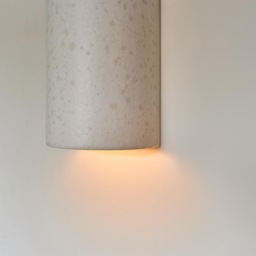 Artisanal White Ceramic Wall Sconce - Textured Clay Lamp Contemporary Minimalist Lighting - thumbnail 2