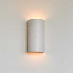 Artisanal White Ceramic Wall Sconce - Textured Clay Lamp Contemporary Minimalist Lighting