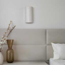 Artisanal White Ceramic Wall Sconce - Textured Clay Lamp Contemporary Minimalist Lighting - thumbnail 3