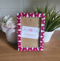 Purple Wooden Butterfly Button Deep Box Photo Frame 4 X 6 Inches
