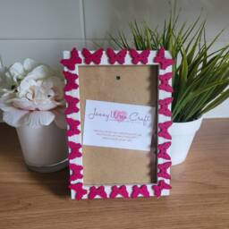 Purple Wooden Butterfly Button Deep Box Photo Frame 4 X 6 Inches - thumbnail 4