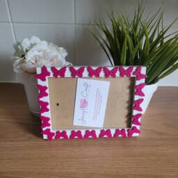 Purple Wooden Butterfly Button Deep Box Photo Frame 4 X 6 Inches - thumbnail 2