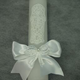 Sale Candle Baptism Communion With White Lace Cross, Baptism, Christening, Confirmation, Wedding, Unity, Ceremony Candle - thumbnail 2