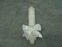 Sale Candle Baptism Communion With White Lace Cross, Baptism, Christening, Confirmation, Wedding, Unity, Ceremony Candle