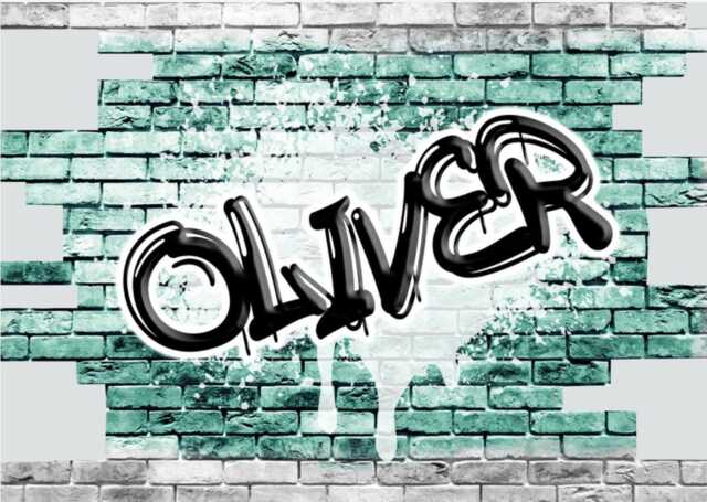 Large Bespoke Name Text Graffiti Wall Modern Brick Self Adhesive Sticker Decal Print Design Kids Room Nursery - image 1