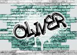 Large Bespoke Name Text Graffiti Wall Modern Brick Self Adhesive Sticker Decal Print Design Kids Room Nursery - thumbnail 1