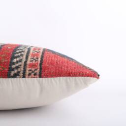 Handmade Turkish Kilim Pillow Embroidered Wool Cushion Cover - 18''x18'' - thumbnail 4