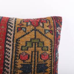 Handmade Turkish Kilim Pillow Embroidered Wool Cushion Cover - 18''x18'' - thumbnail 3