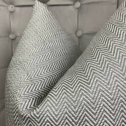 Grey Herringbone Design Cushion Cover, Modern Sofa Pillow Woven Grey Throw Pillow, John Lewis Herringbone - thumbnail 2