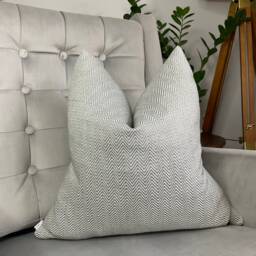 Grey Herringbone Design Cushion Cover, Modern Sofa Pillow Woven Grey Throw Pillow, John Lewis Herringbone - thumbnail 3