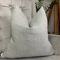 Grey Herringbone Design Cushion Cover, Modern Sofa Pillow Woven Grey Throw Pillow, John Lewis Herringbone - thumbnail 1