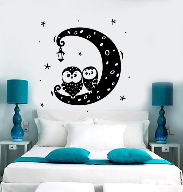Wall Vinyl Decal Nursery Moon Night Sars Owl Birds Lantern Amazing Decor 1377Dz - image 1
