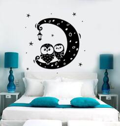 Wall Vinyl Decal Nursery Moon Night Sars Owl Birds Lantern Amazing Decor 1377Dz - thumbnail 1