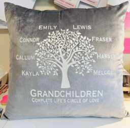 Faux Velvet Family Tree Cushion Personalised - Christmas Gift, Grandparents, Mother's Day - thumbnail 1