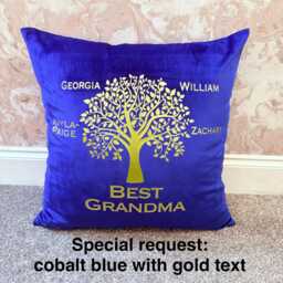 Faux Velvet Family Tree Cushion Personalised - Christmas Gift, Grandparents, Mother's Day - thumbnail 2
