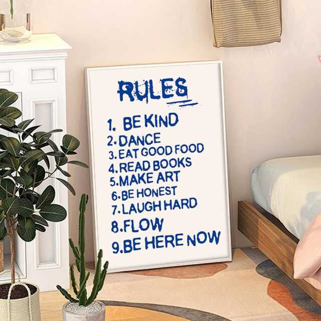 Rules Quote Art Canvas Poster, Trendy Wall Art, Typography Aesthetic Decor, Retro Home Printed Gift - image 1