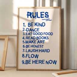 Rules Quote Art Canvas Poster, Trendy Wall Art, Typography Aesthetic Decor, Retro Home Printed Gift - thumbnail 2