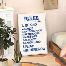 Rules Quote Art Canvas Poster, Trendy Wall Art, Typography Aesthetic Decor, Retro Home Printed Gift - thumbnail 1