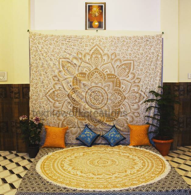 Boho Mandala Wall Tapestry Queen Size Cotton Throw - image 1