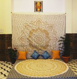 Boho Mandala Wall Tapestry Queen Size Cotton Throw