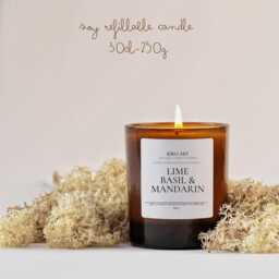 Soy Fresh Linen 20Cl/30Cl Amber Refillable Glass Jars Perfect Gift Candle For Her Birthday Personalised Gifts - thumbnail 4