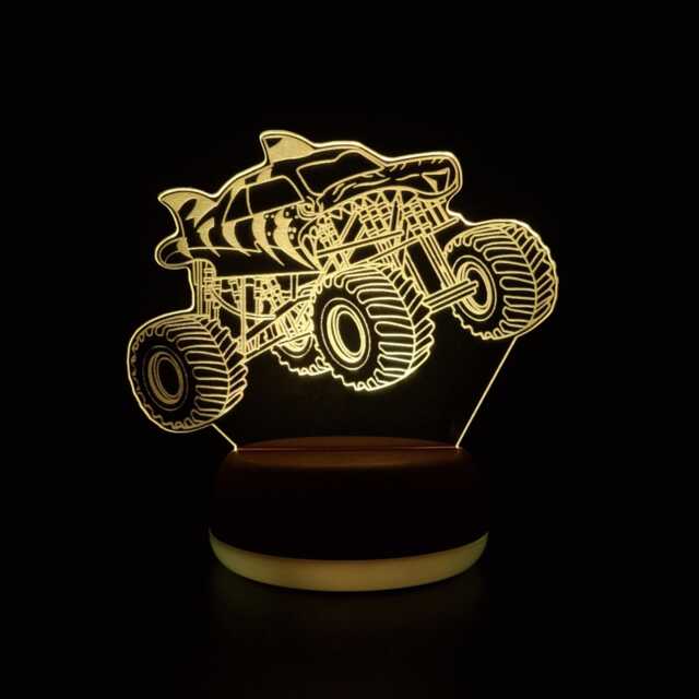 Tiger Shark Monster Truck Led Night Light, Truck, Gift For Kids, Gifts Him, Lights, Bedroom Light - image 1