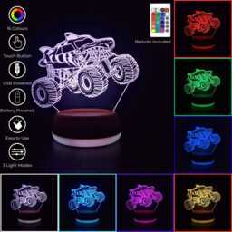 Tiger Shark Monster Truck Led Night Light, Truck, Gift For Kids, Gifts Him, Lights, Bedroom Light - thumbnail 2