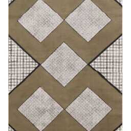 Handmade Block Printed Cotton Rug - Black & Brown Boho Area - thumbnail 2