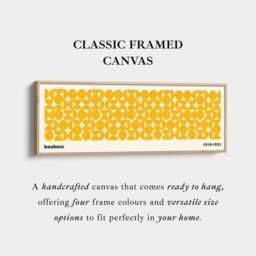 Yellow Cream Geometric Bauhaus Wall Art Horizontal Framed Canvas Long Panoramic Retro Style Artwork For Bedroom Living Room Or Office - thumbnail 3