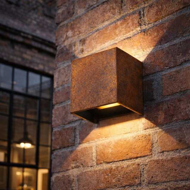 Outdoor Wall Light, Weathered Steel, Rust Lamp, Garden 230V, Luminarust 559, Standard/With Motion Detector Wide Version - image 1