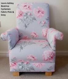 Handcrafted Laura Ashley Fabric Adult Armchairs Pink Grey Chairs Corby Check Red Josette Whinfell Belton Bacall Butterfly Duck Egg Velvet