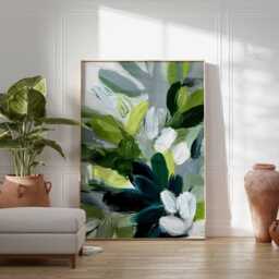 Abstract Green Wall Art Print, Modern Botanical Poster, Contemporary Nature Inspired Artwork, Minimalist Home Decor, Poster - thumbnail 2