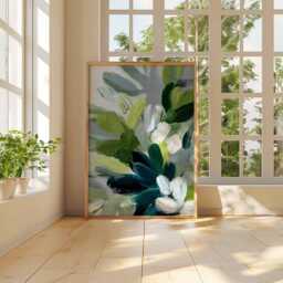 Abstract Green Wall Art Print, Modern Botanical Poster, Contemporary Nature Inspired Artwork, Minimalist Home Decor, Poster - thumbnail 3