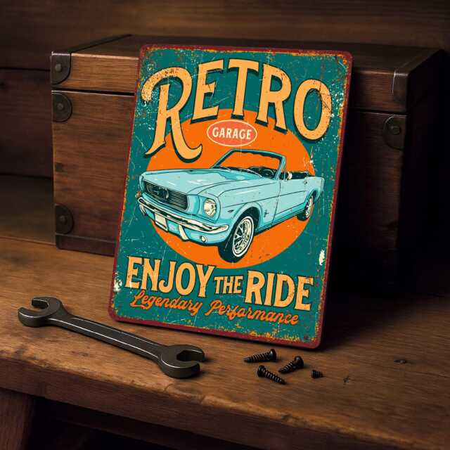 Vintage Garage Sign, Classic Car Wall Art, Fathers Day Gift For Him - image 1