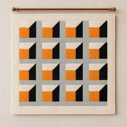 3D Geometric Quilt Pattern - Modern Window Design - PDF Download, 63x97In Twin/Throw Size - thumbnail 2