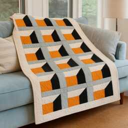 3D Geometric Quilt Pattern - Modern Window Design - PDF Download, 63x97In Twin/Throw Size - thumbnail 1