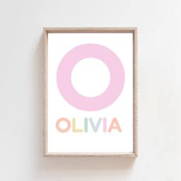 Girls Personalised Initial Name Print, Pastel Nursery Bedroom Prints, Muted Pink, Blush Wall Art, Kids Art - thumbnail 1