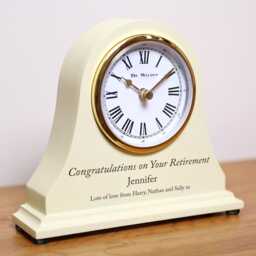 Men's Or Women's Retirement Leaving Gift Engraved Wooden Personalised Beige Mantel Clock Colleague Friend Employee Man Woman Retiring Gifts - thumbnail 3
