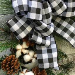 Modern Farmhouse Christmas Wreath, Buffalo Check Rustic Wreath For Door, Plaid, Country - thumbnail 3