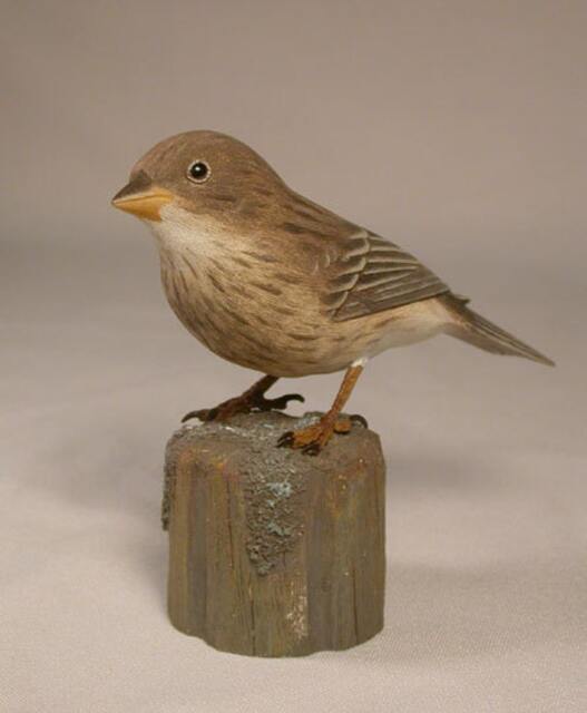 Corn Bunting Original Wood Carving Bird - image 1